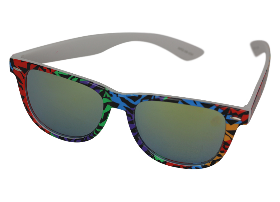Solbrille i wayfarer design med spejlglas