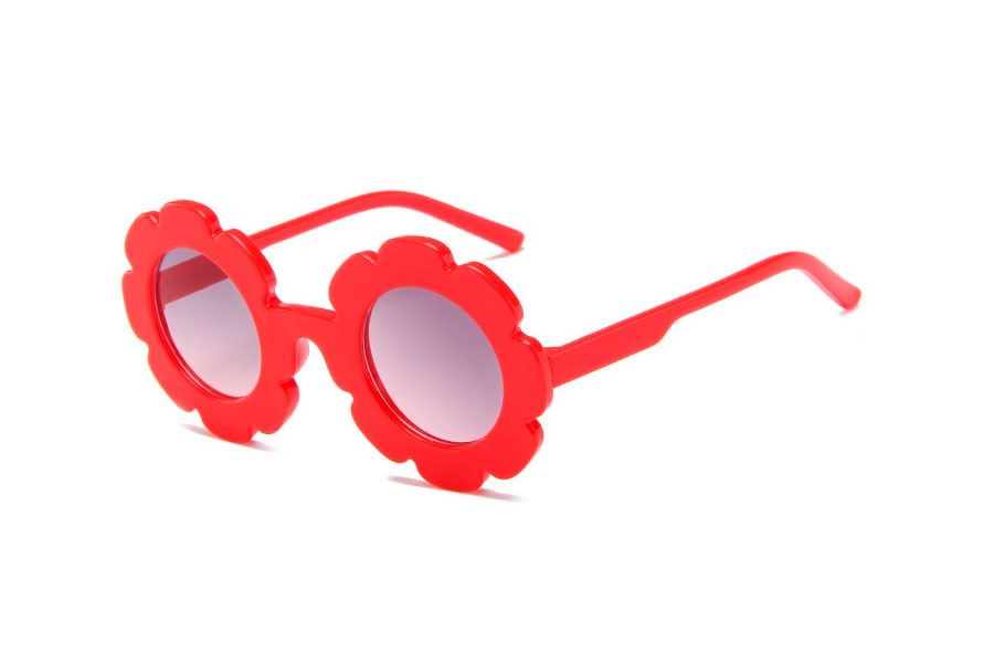 RÃ¸d BÃ˜RNE solbrille i sÃ¸dt blomster design.