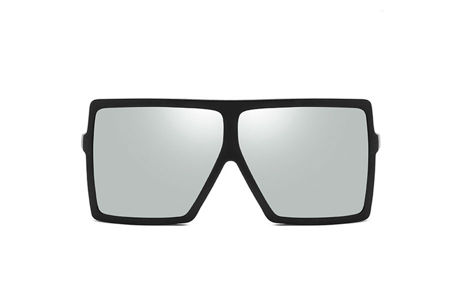 Oversize Solbrille i fladt design med sÃ¸lvfarvet spejlglas. - sunlooper.dk - billede 2