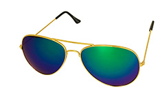 Guldfarvet aviator med grÃ¸n-blÃ¥ multiglas - Design nr. 3222