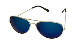 SÃ¸lvfarvet aviator med blÃ¥t multifarvet glas - Design nr. 3229
