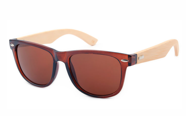 Wayfarer solbrille i brun med lyse bambus stÃ¦nger - Design nr. 3500