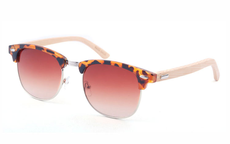 Leopard / skildpaddebrun solbrille med bambus stÃ¦nger - Design nr. 3505
