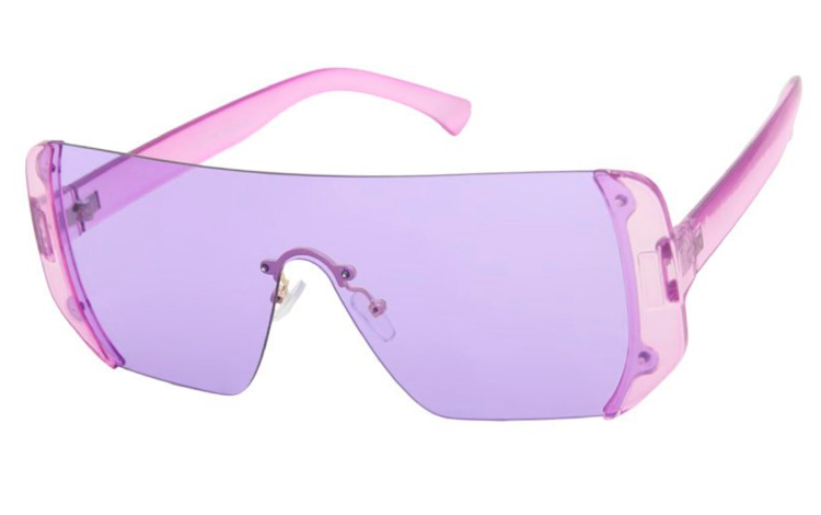 FrÃ¦k transparent oversized solbrille i lyslilla design - Design nr. 4365