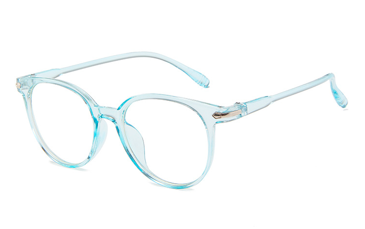 TyrkisblÃ¥ transparent brille med klart glas uden styrke - Design nr. 4391