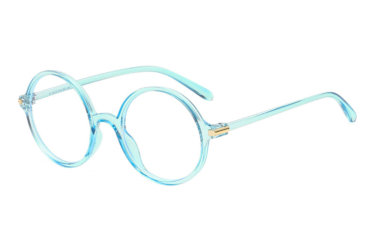 Lys tyrkisblÃ¥ transparent brille med klart glas uden styrke - Design nr. 4415