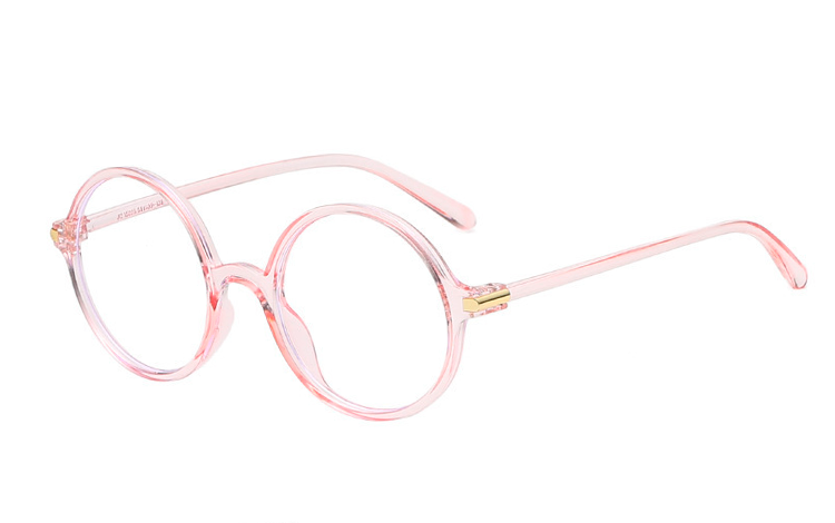 LyserÃ¸d transparent brille med klart glas uden styrke - Design nr. 4416