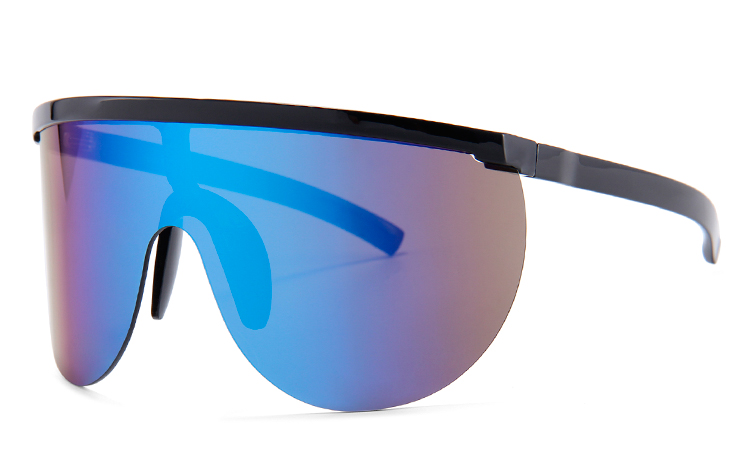 Stor oversized solbrille med blÃ¥-lilla spejlglas. - Design nr. 4433