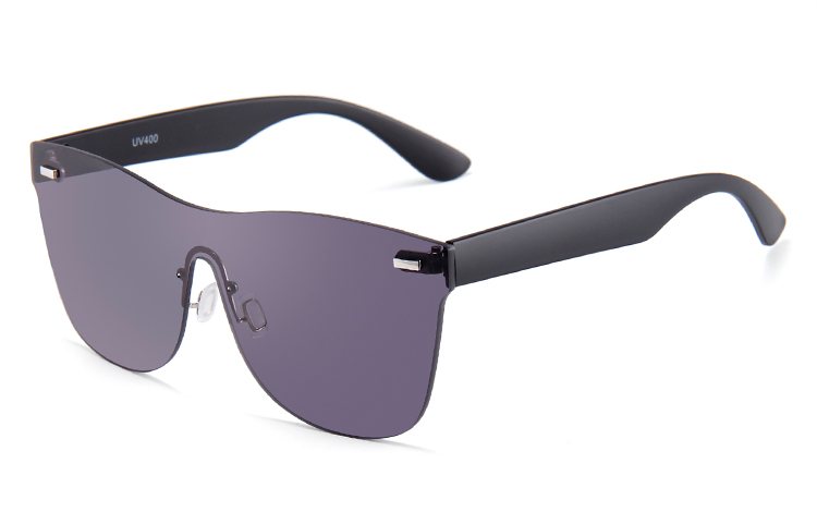 Flad one piece solbrille med mÃ¸rke sorte glas - Design nr. 4440