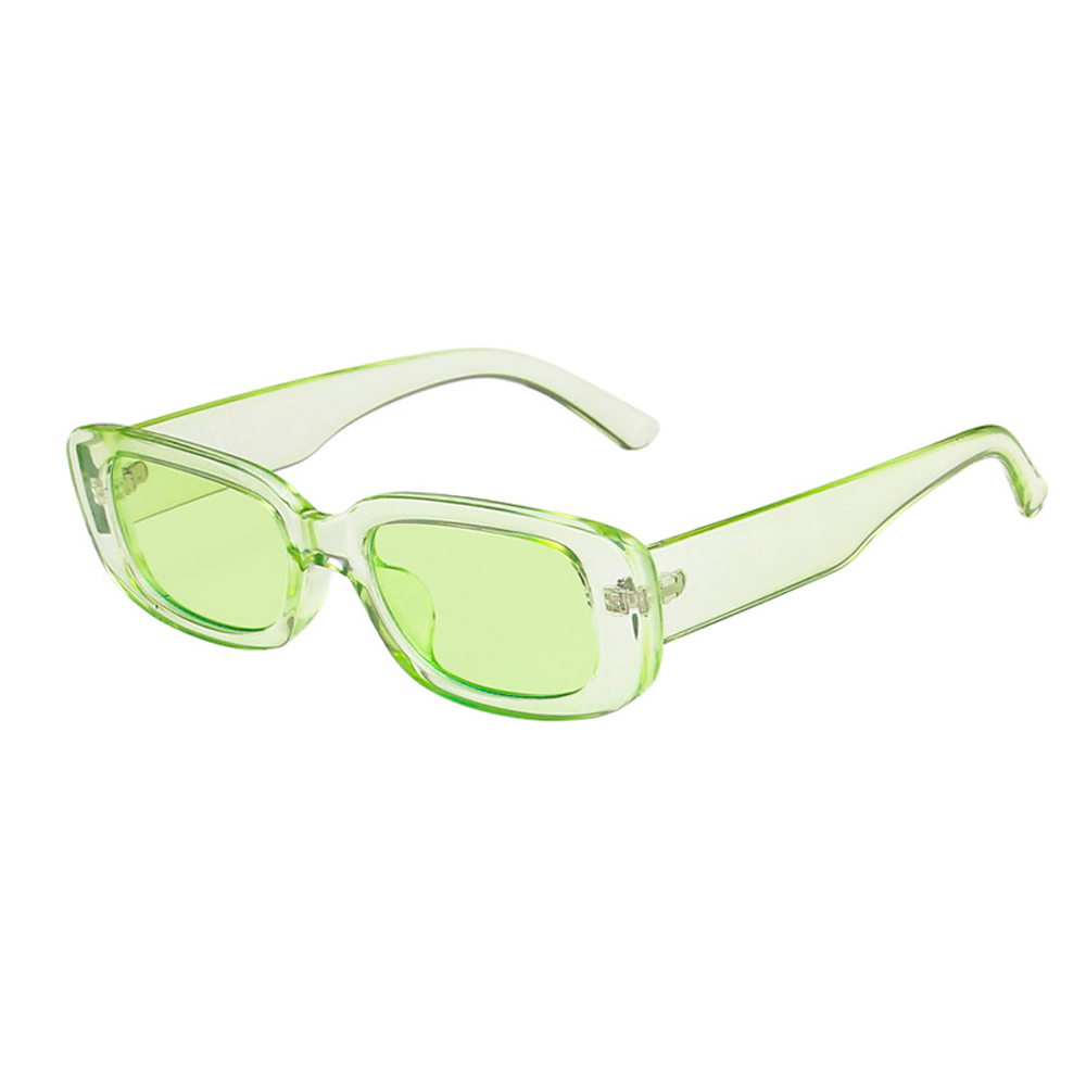 Transparent lys limegrÃ¸n solbrille i aflangt firkantet design - Design nr. 4551