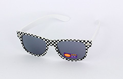 Solbrille til bÃ¸rn i hvid og sort ternet - Design nr. 1087