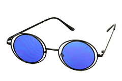 Rund luksus Lennon solbrille med blÃ¥ glas - Design nr. 1114