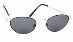 Oval metal solbrille i sort og sÃ¸lv - Design nr. 3115