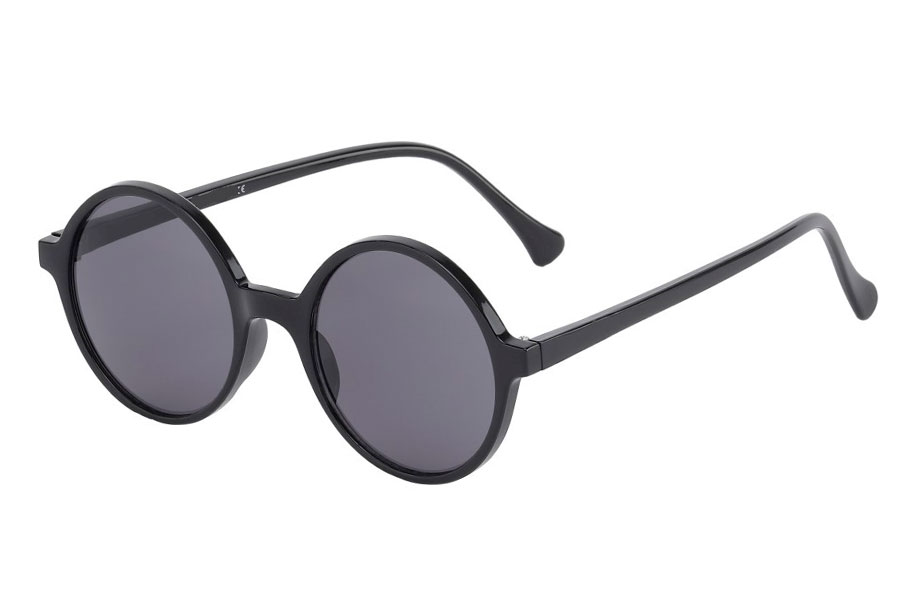 Rund sort solbrille med mÃ¸rke linser - Design nr. s3735