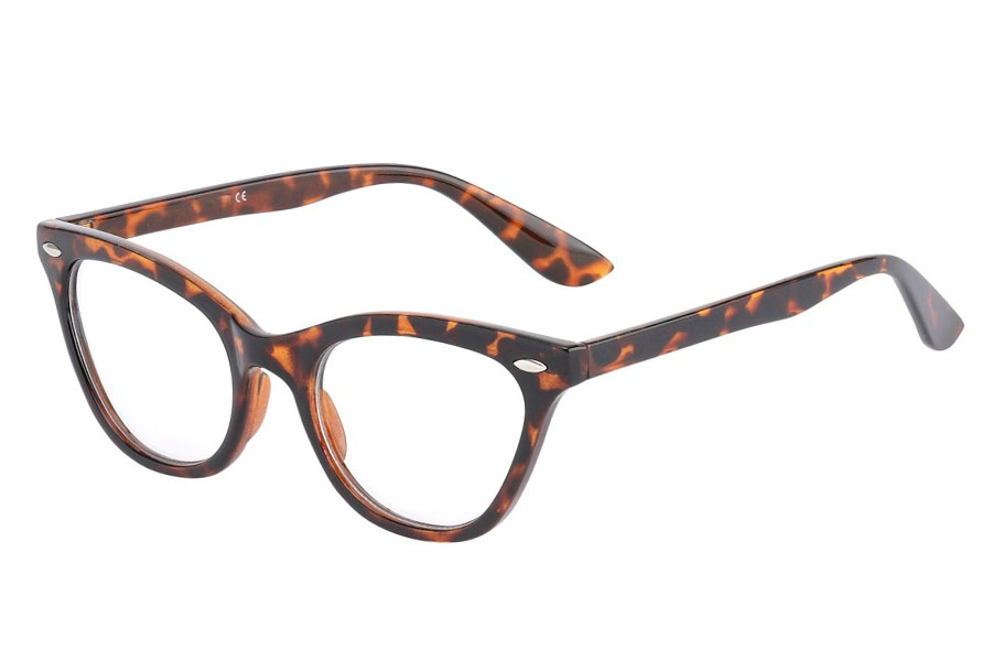Cateye brille i skildpaddebrun / leopard mÃ¸nstret stel - Design nr. s3762