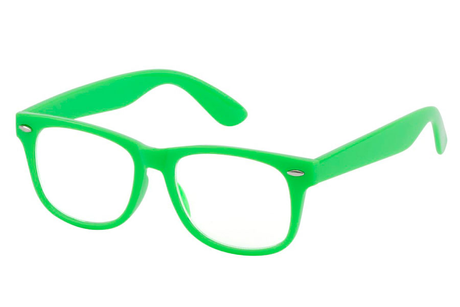 BÃ˜RNE brille i neongrÃ¸n med klart glas - Design nr. 3781