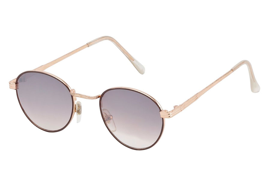 DrÃ¥beformet solbrille i mÃ¸rkebrun og guldfarvet metal stel - Design nr. 3809