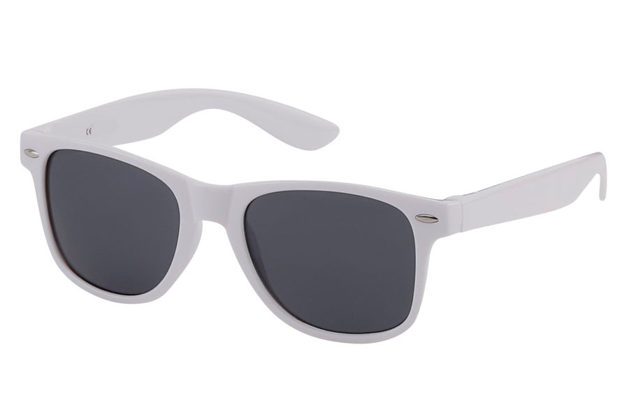 Hvid wayfarer solbrille med alm. mÃ¸rke solbrilleglas. - Design nr. 3825