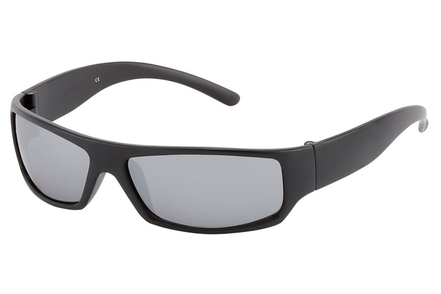 Mat sort solbrille med sÃ¸lvfarvet spejlglas - Design nr. 3830