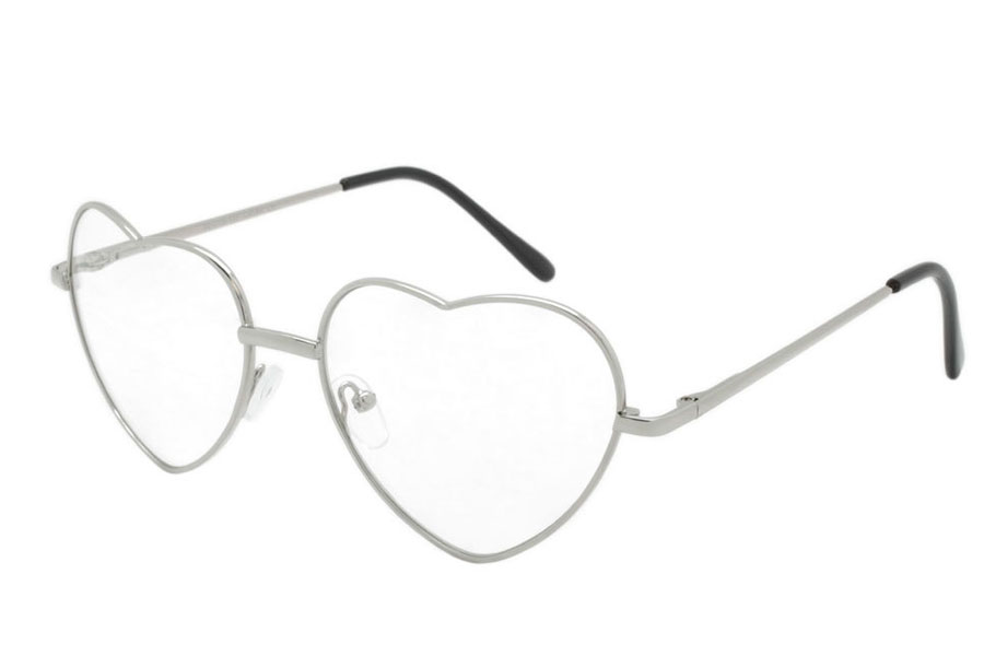 Hjertebrille i sÃ¸lvfarvet metalstel - Design nr. s3858