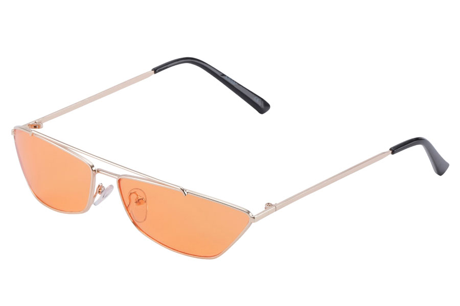 LÃ¦kker solbrille i smalt metalstel med lyse orange glas - Design nr. s3866
