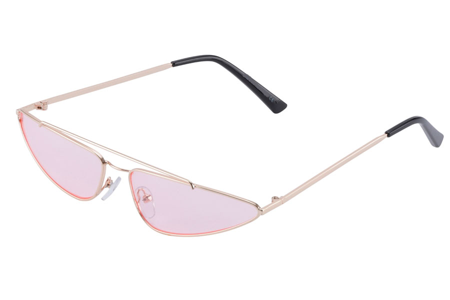 En lÃ¦kker smal solbrille i cat eye metalstel med dobbelt bro - Design nr. s3870