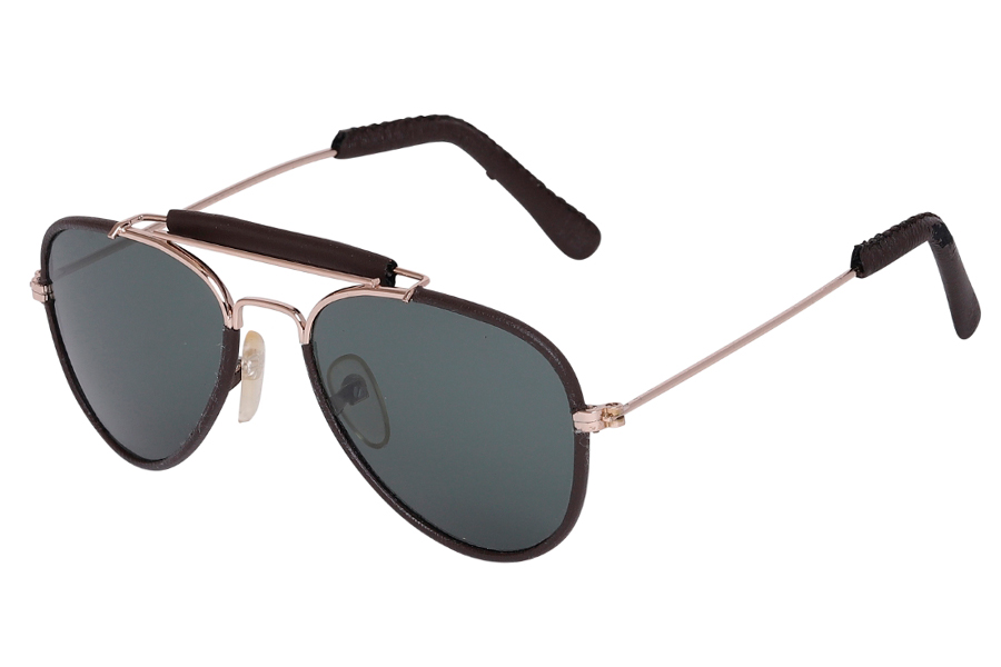 LILLE aviator / pilot brille i Retro design med mÃ¸rkbrun  - Design nr. s3982