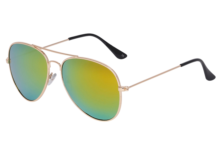 Polaroid avaitor solbrille med gul-grÃ¸nne spejlglas - Design nr. s3984