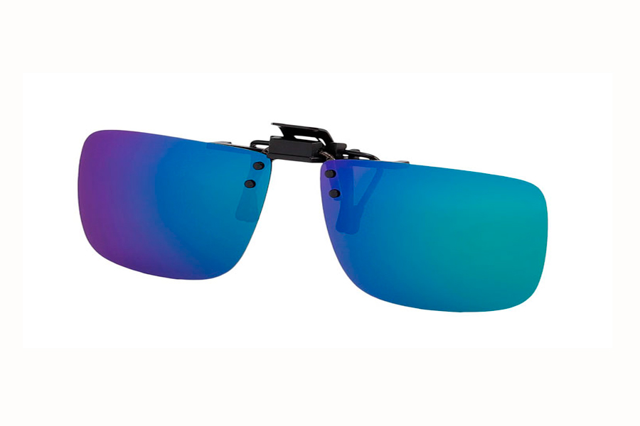 Polaroid clip-on solbrille i grÃ¸n-blÃ¥t spejlfarvet glas - Design nr. s4045