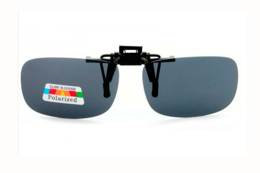 Polaroid clip-on solbrille i aflangt design med mÃ¸rke gla - Design nr. s4049