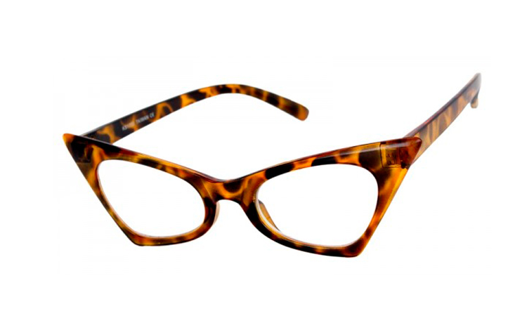 Cat-eye brille i kantet design i skildpadde/leopard spÃ¦ttet stel - Design nr. s4061