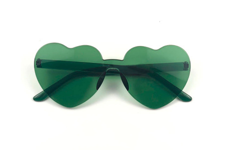 GrÃ¸n hjerte solbrille i fladt design - Design nr. s4069