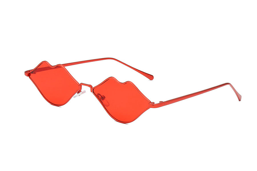 FrÃ¦k lÃ¦be solbrille i rÃ¸dt metal stel med rÃ¸de glas. - Design nr. s4087