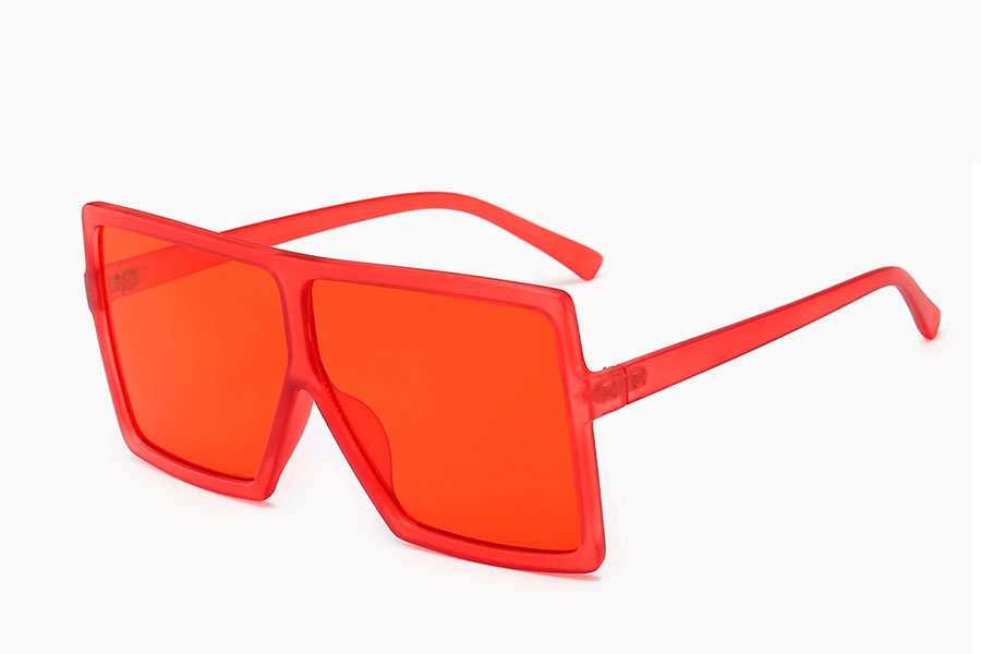 Oversized rÃ¸d firkantet brille i fladt design - Design nr. s4099