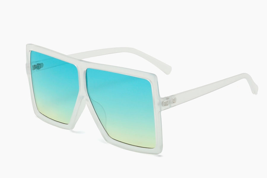 Oversized mat firkantet brille med grÃ¸n-gule glas i fladt design - Design nr. s4101