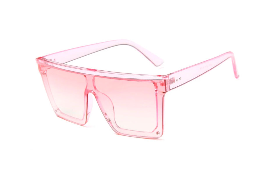 LyserÃ¸d transparent solbrille i kantet design med lyserÃ¸de glas - Design nr. s4109
