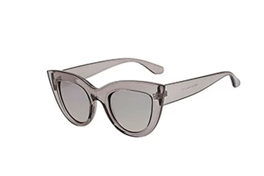 Cat-Eye solbrille i smokey transparent stel med sÃ¸lvfarvet spejlglas - Design nr. s4156