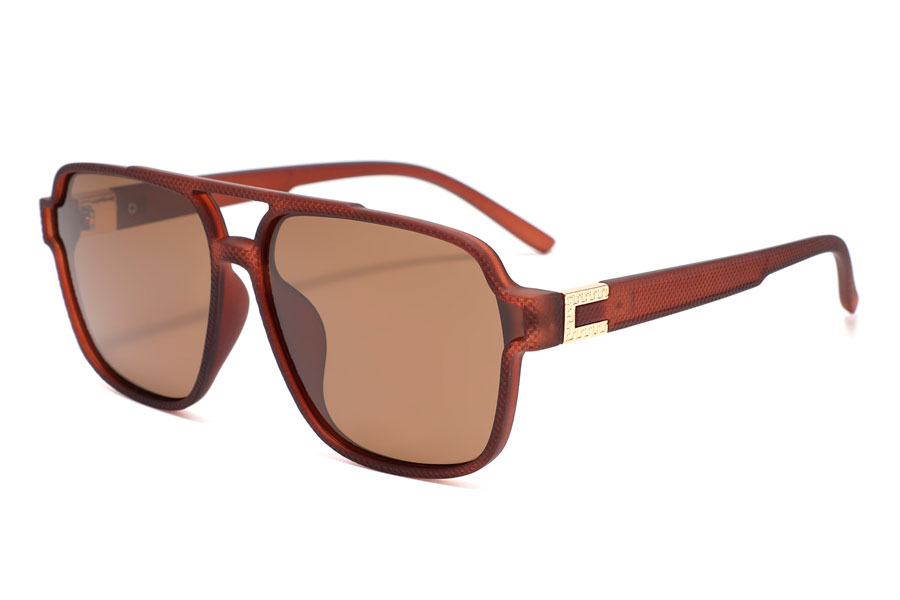 Solbrille i mat rÃ¸dbrunt nubret stel - Design nr. 4245