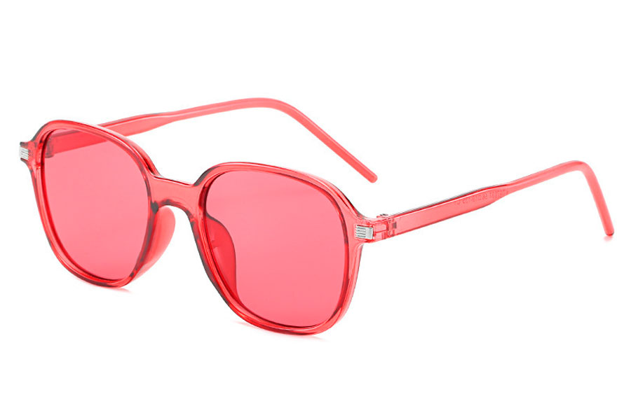 RÃ¸d transparent solbrille med Flower Power, Hippie vibes. - Design nr. 4255