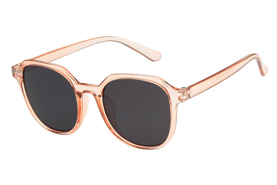 Dame solbrille i beige transparent stel med grÃ¥-sorte glas - Design nr. 4266