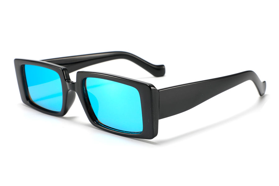 Solbrille i aflangt firkantet design med isblÃ¥ spejlglas - Design nr. 4282