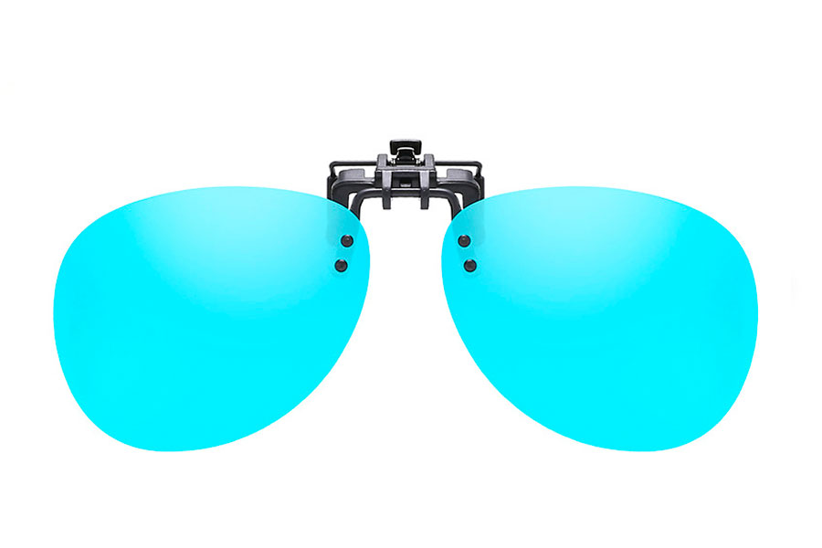 Polaroid clip-on solbrille i isblÃ¥ spejlglas. - Design nr. 4304