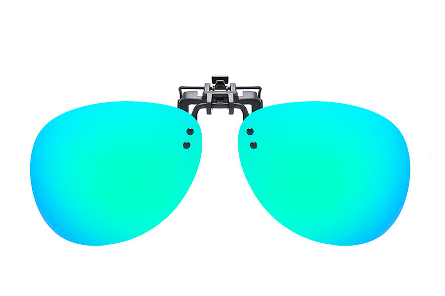Polaroid clip-on solbrille i grÃ¸n-blÃ¥ spejlglas - Design nr. 4305