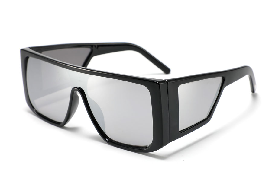 Oversize solbrille med sideglas og sÃ¸lvfarvet spejlglas - Design nr. 4326