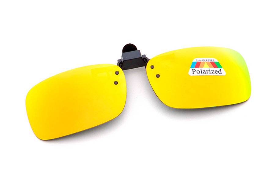 Polaroid Clip-on solbrille med polaroid spejlglas i gul-grÃ¸nne nuancer - Design nr. 4350
