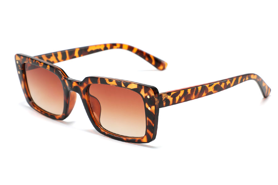 Aflang firkantet modesolbrille i smukt lyst spÃ¦ttet stel - Design nr. 4357